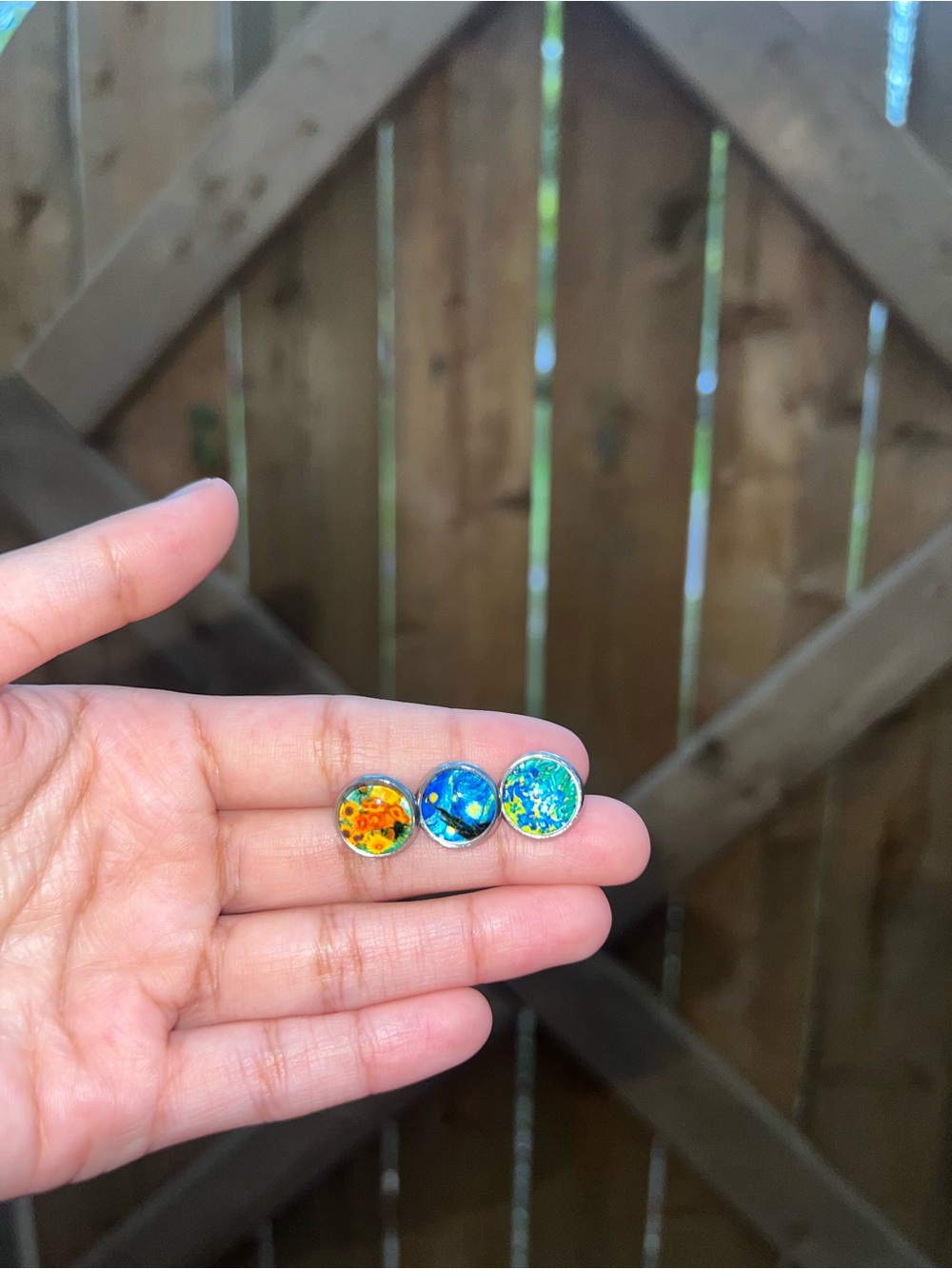 Multicolor Stud Earrings - Three-Pair Set